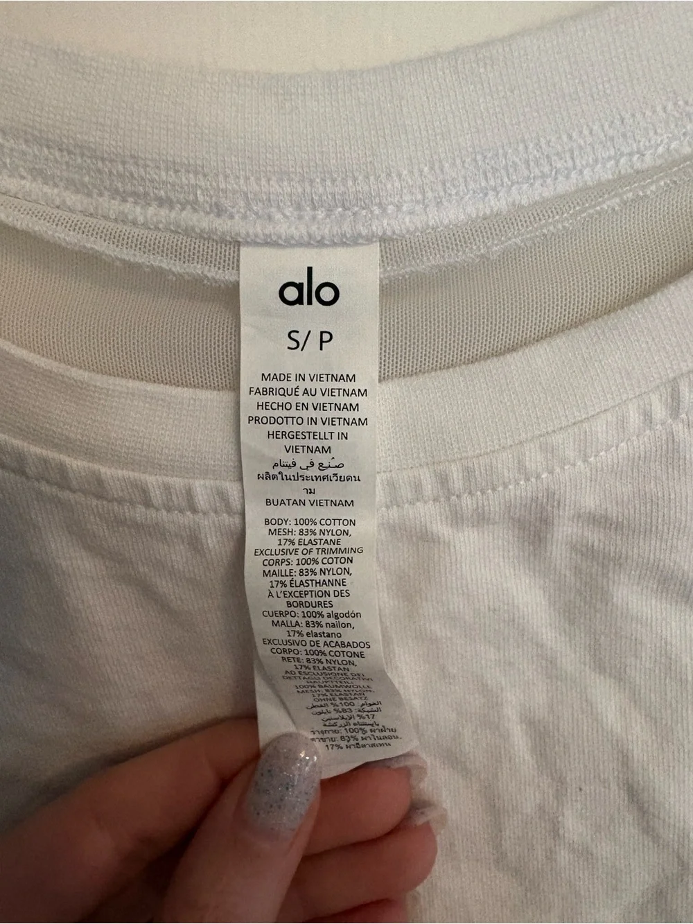 ALO Yoga White Layered Crop Top